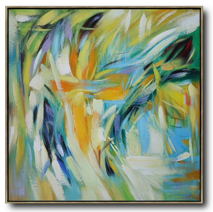 Abstract Painting Extra Large Canvas Art,Oversized Contemporary Art,Large Wall Canvas,Yelloe,Green,Blue,White.etc